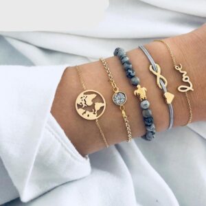 Ensemble de bracelets Earth Love - 5pc : Accessoires éco-responsables pour un style unique