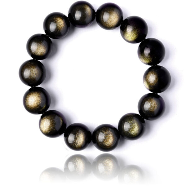 Bracelet obsidienne naturelle dorée - Élégance et protection