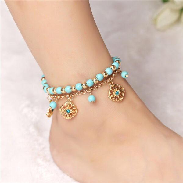 Bracelet cheville turquoise - Accessoire tendance pour un style estival