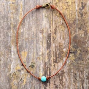 Collier perle turquoise véritable - Élégance et authenticité