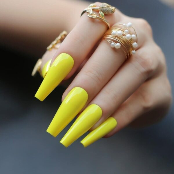 Faux ongles gel jaune - Vernis à ongles en gel de qualité supérieure