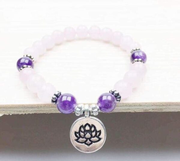 Bracelet quartz rose et améthyste - Élégance et bien-être avec pierres naturelles