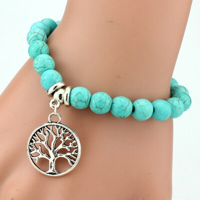 Bracelet turquoise arbre de vie - Élégance et spiritualité en un bijou